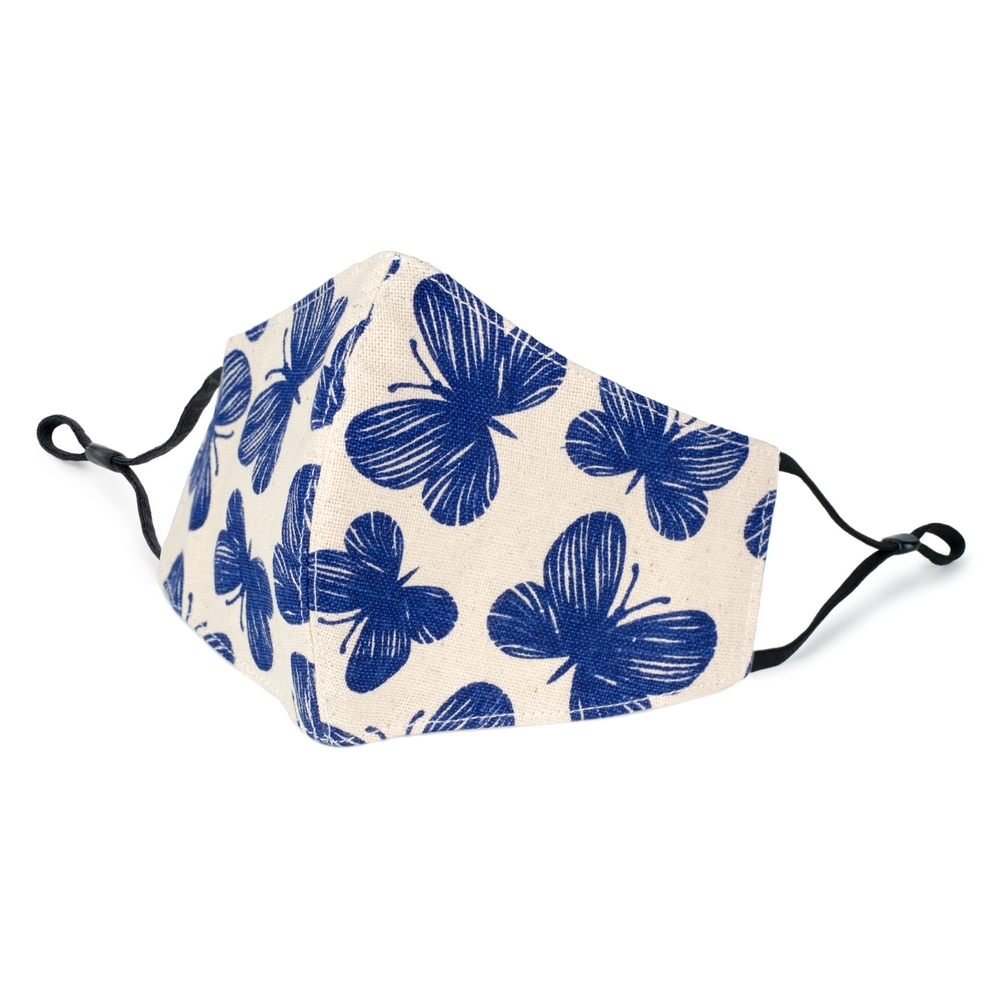 Face Mask cotton indigo butterfly blue