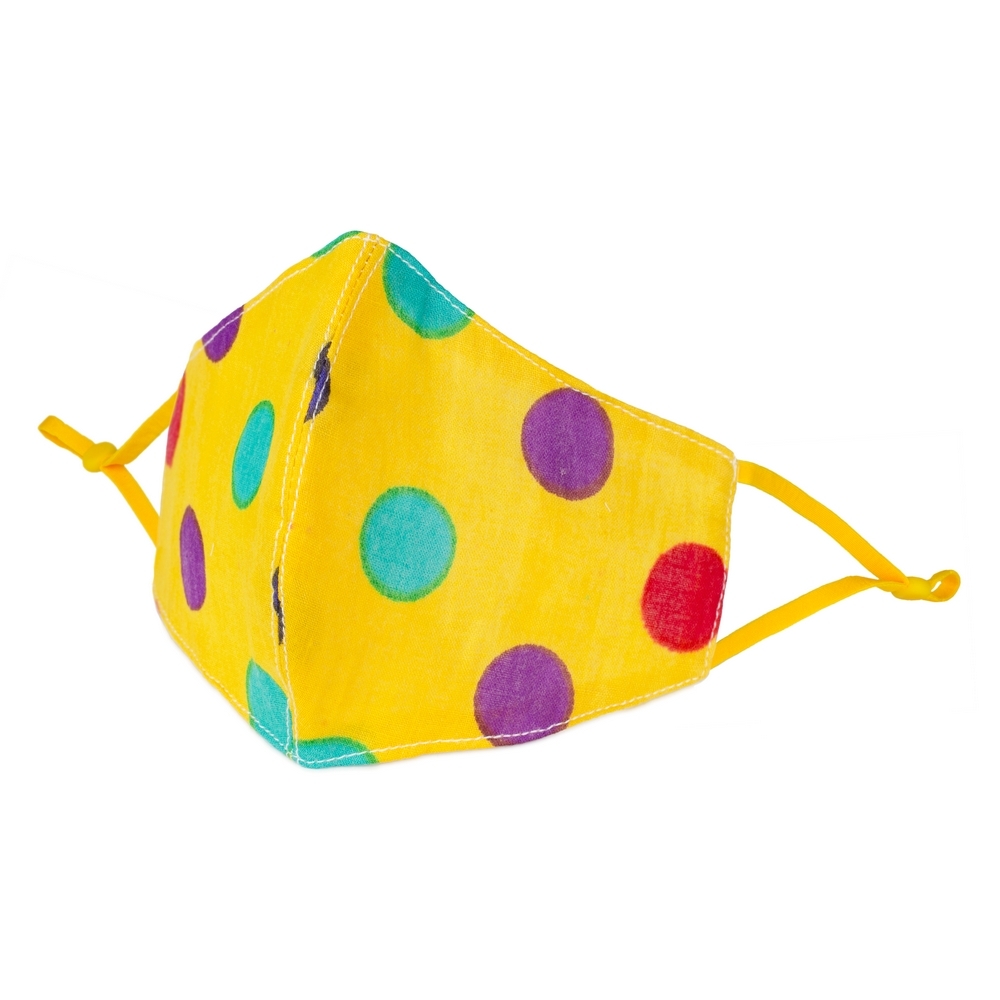 Face Mask cotton bright polka print yellow