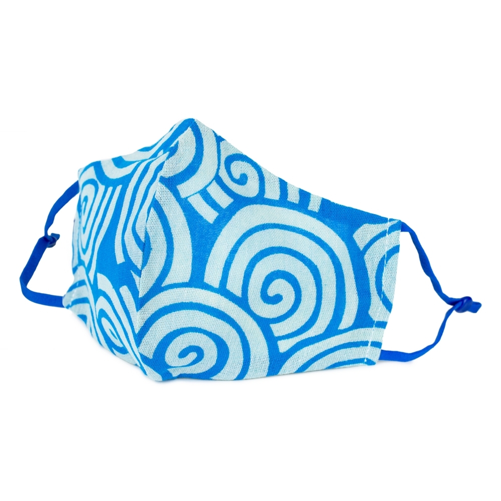 Face Mask cotton Japanese sea swirl blue