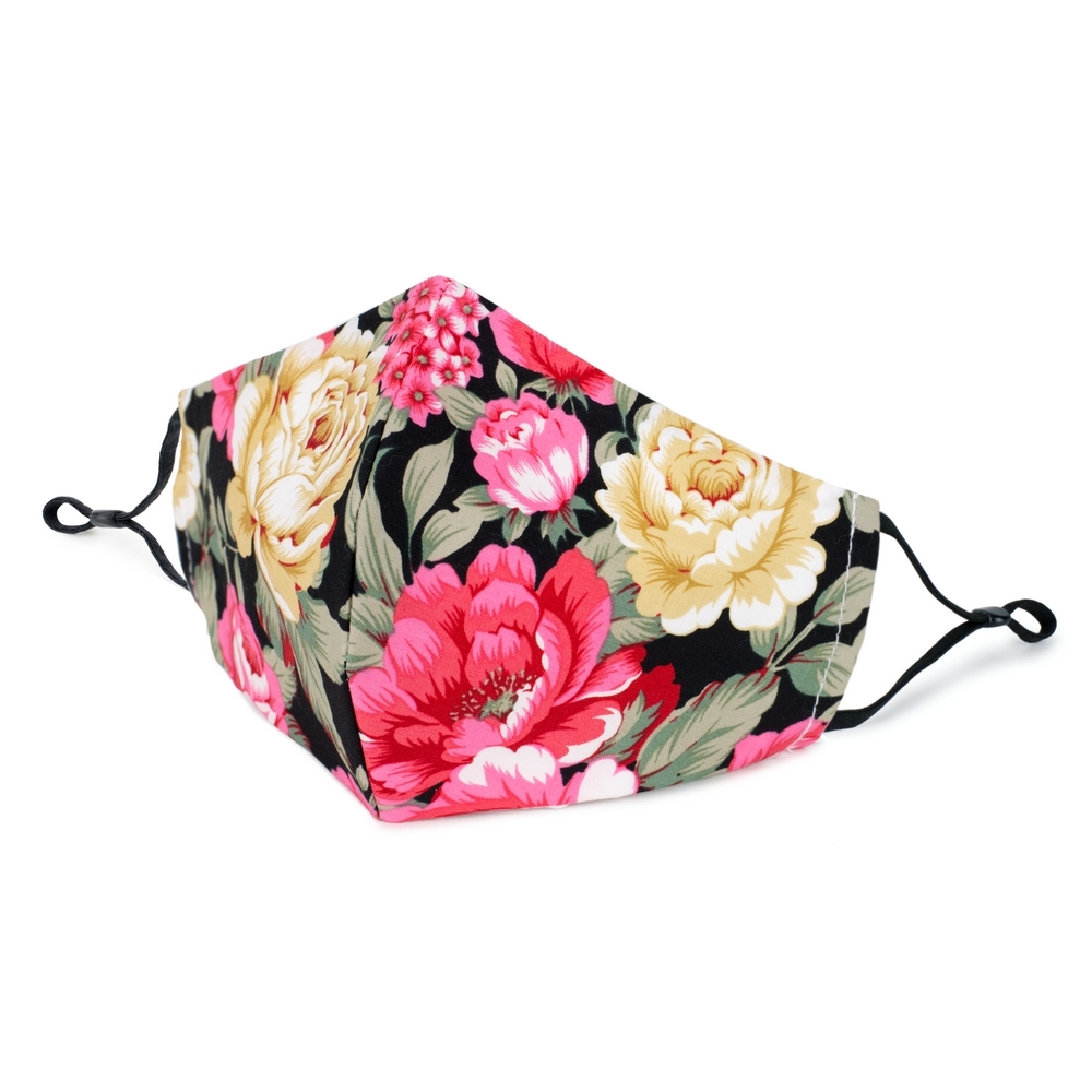 Face Mask cotton vintage rose black