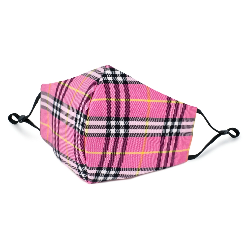 Face Mask cotton tartan pink