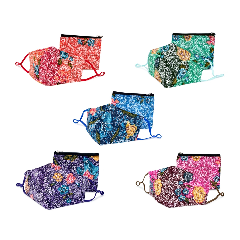 Face Mask cotton with purse batik