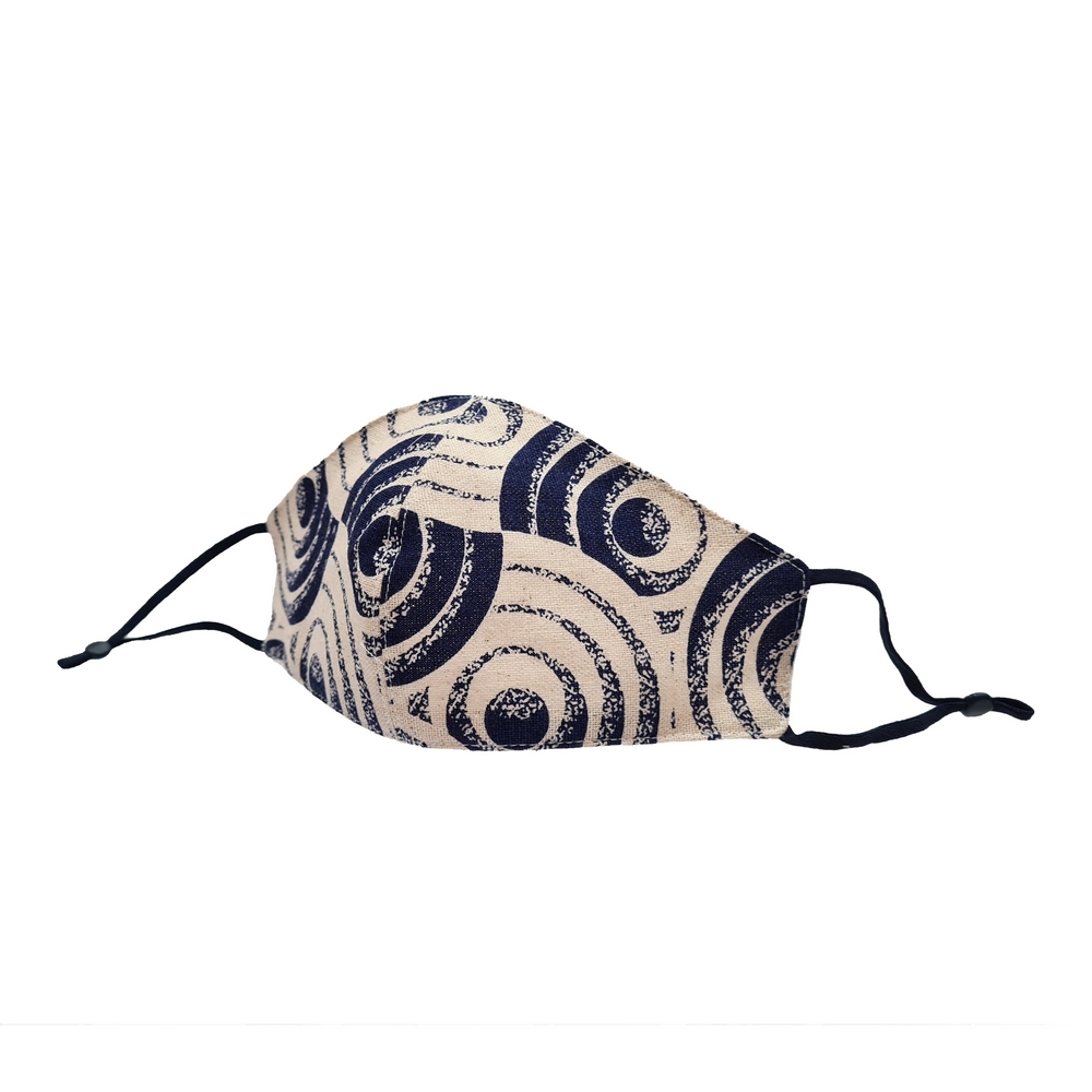 Face Mask cotton indigo Japanese disc Blue