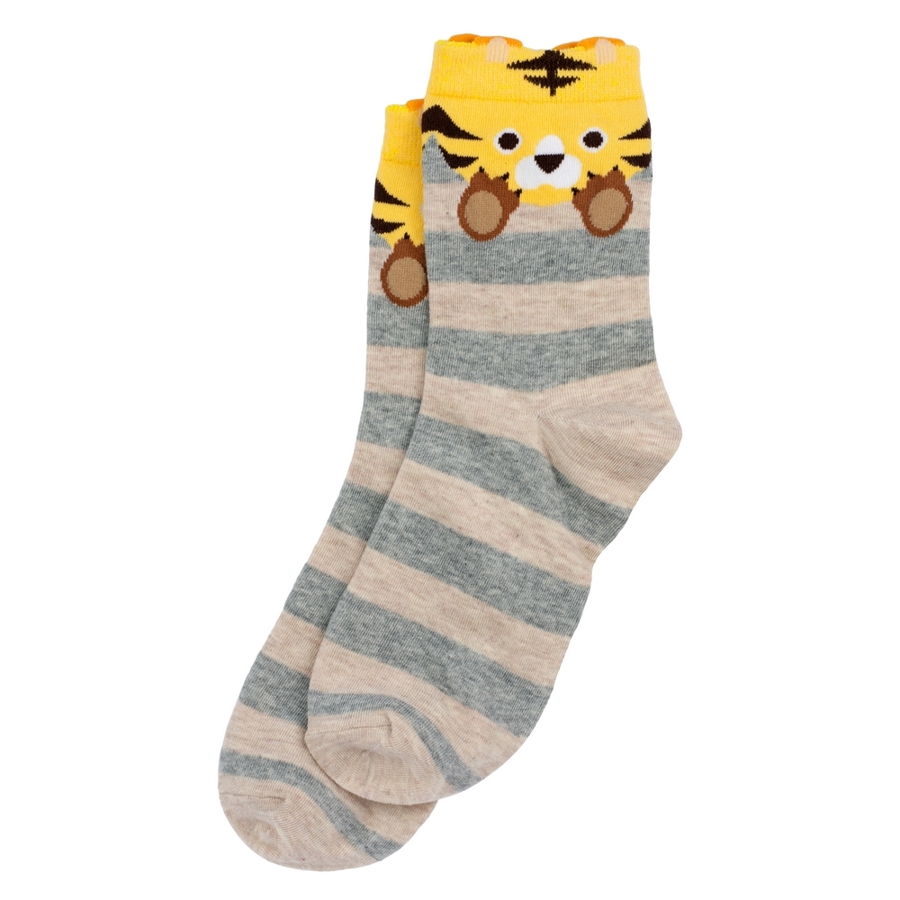 Socks cotton tiger stripe beige