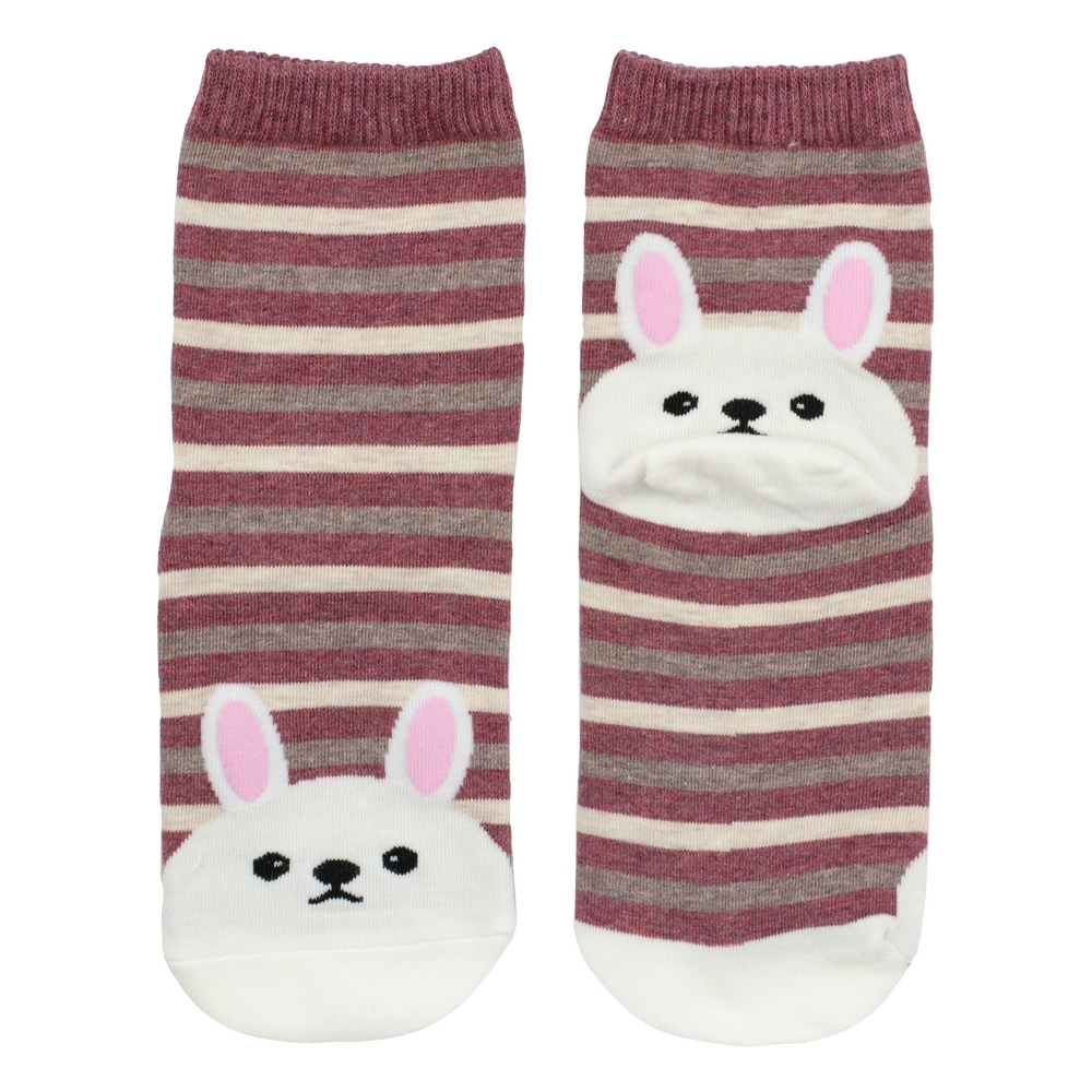 Socks cotton bunny stripe pink