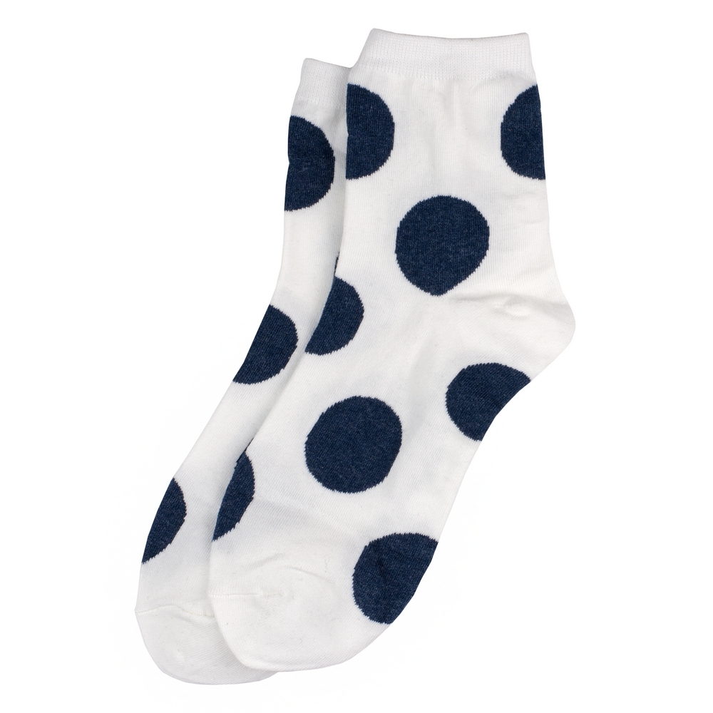 Socks cotton & spandex big dots white