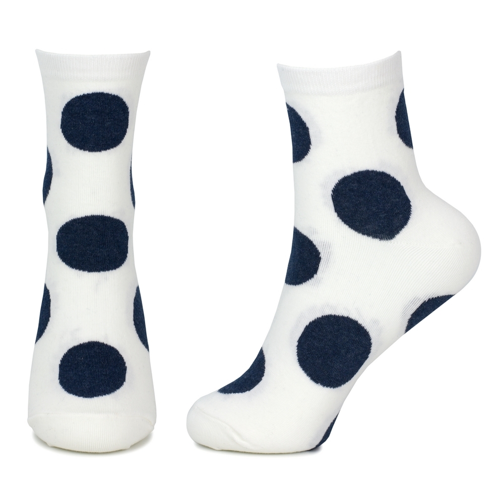 Socks cotton & spandex big dots white - Image 2