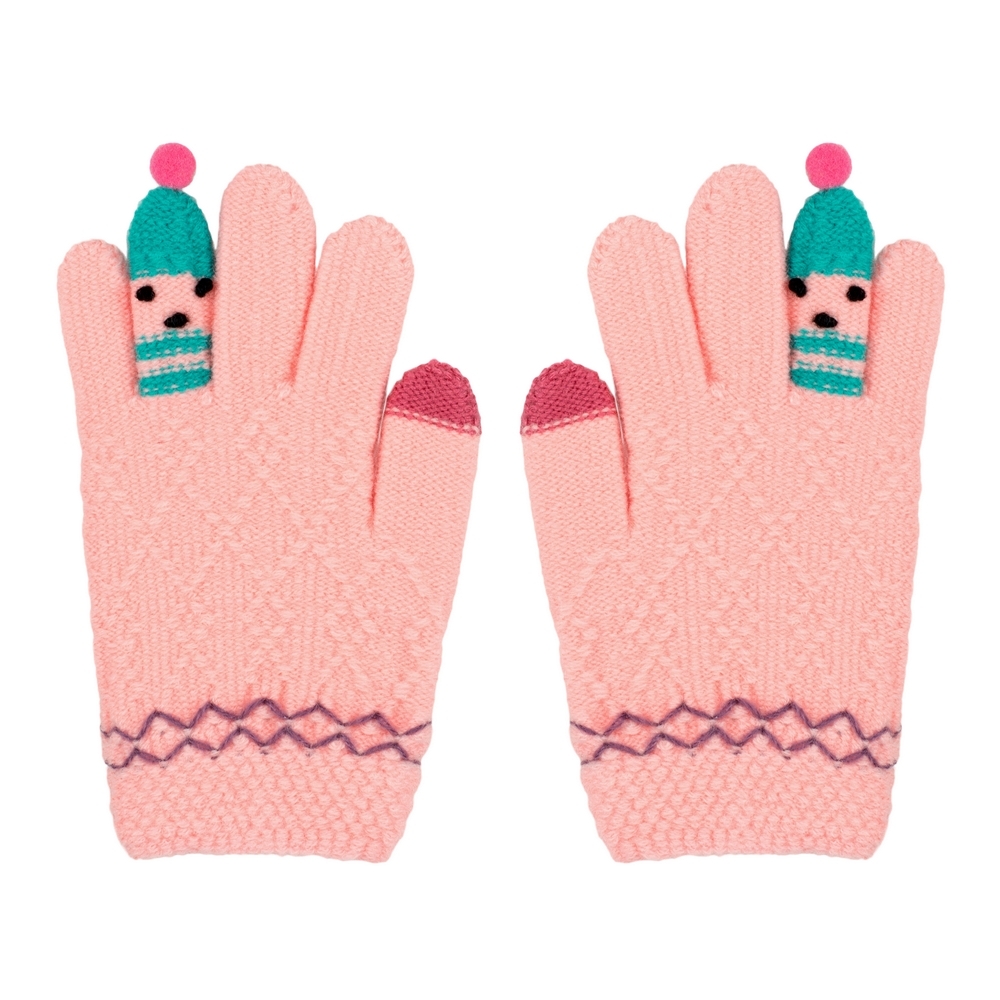 Gloves acrylic bobble finger age 3-8 light pink