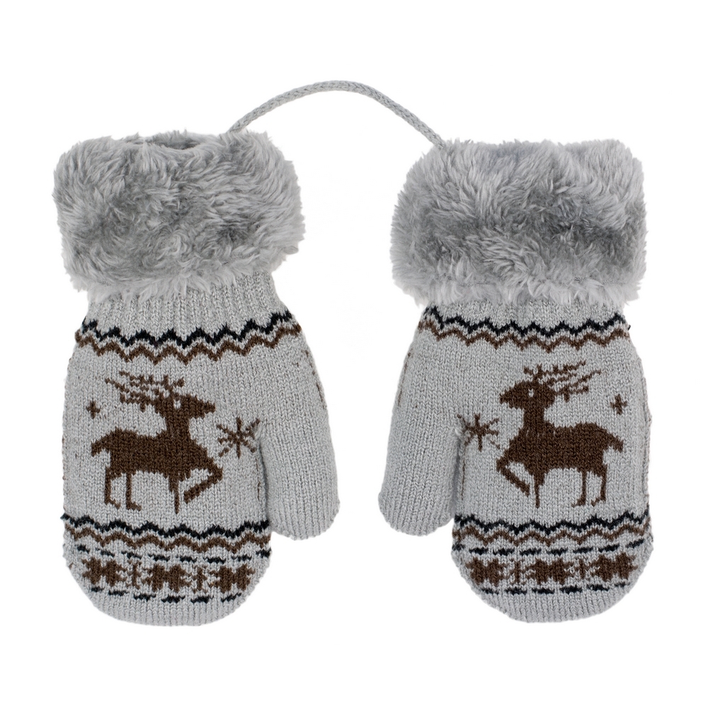 Gloves acrylic scandi deer age 0-3 grey