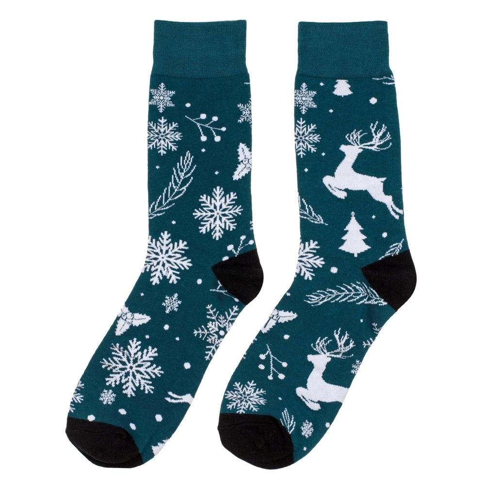 Socks cotton snowflakes gents green