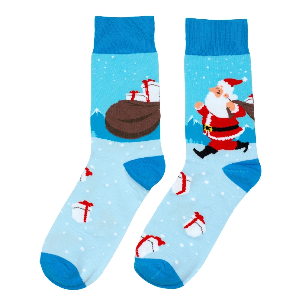 Socks cotton dancing santa gents blue