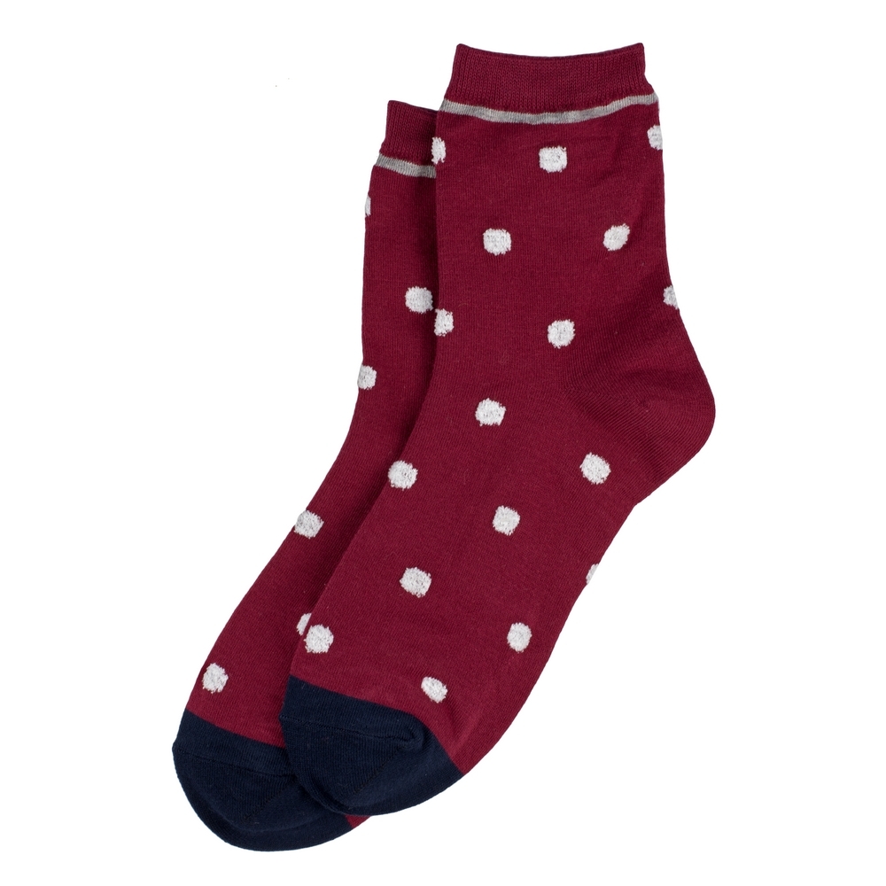 Socks cotton & spandex petit polka trim red