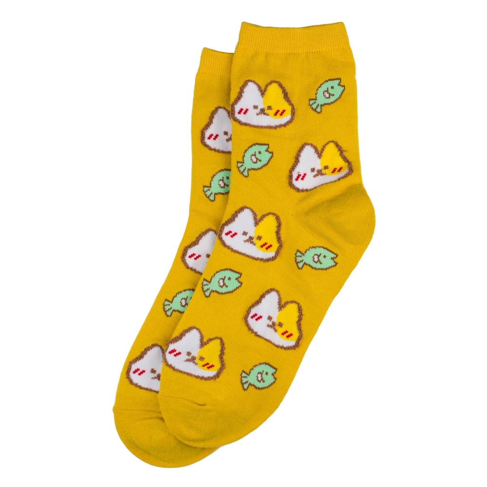 Socks cotton & spandex kawaii cats treats yellow