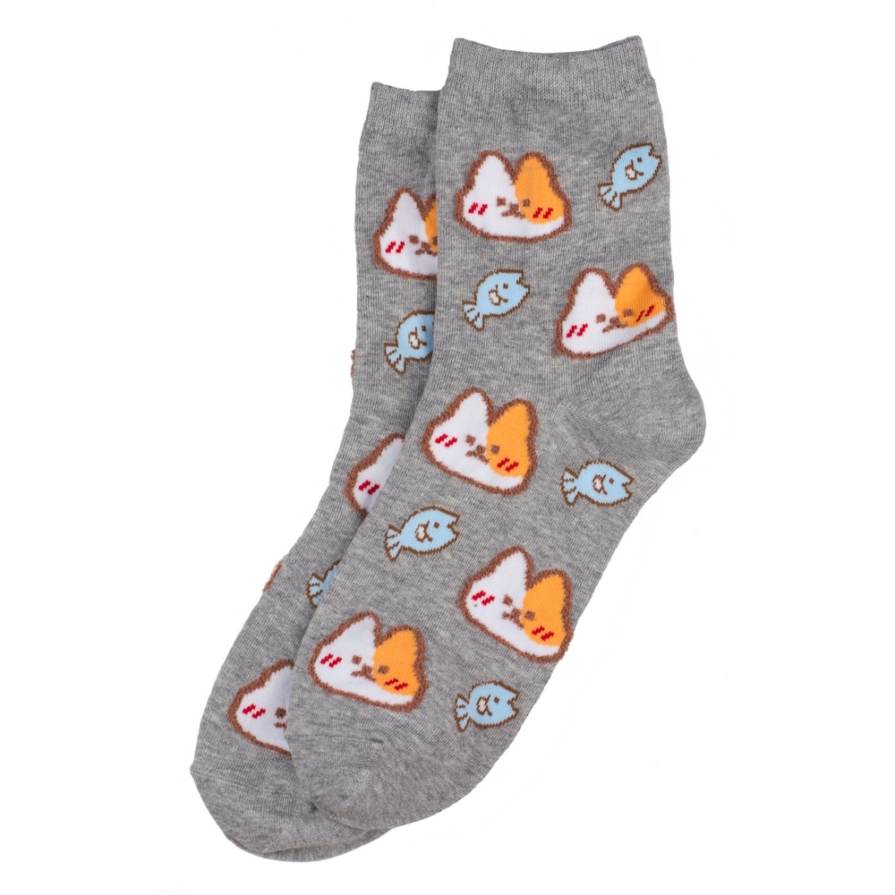 Socks cotton & spandex kawaii cats treats grey