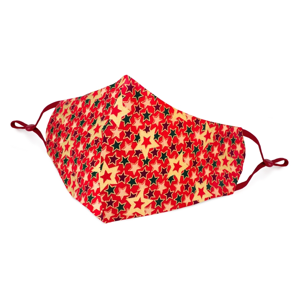 Face Mask cotton gold stars red