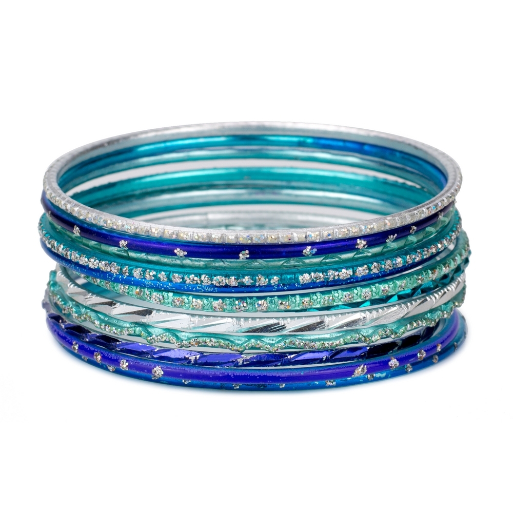 Bangle aluminium diamond cut blue