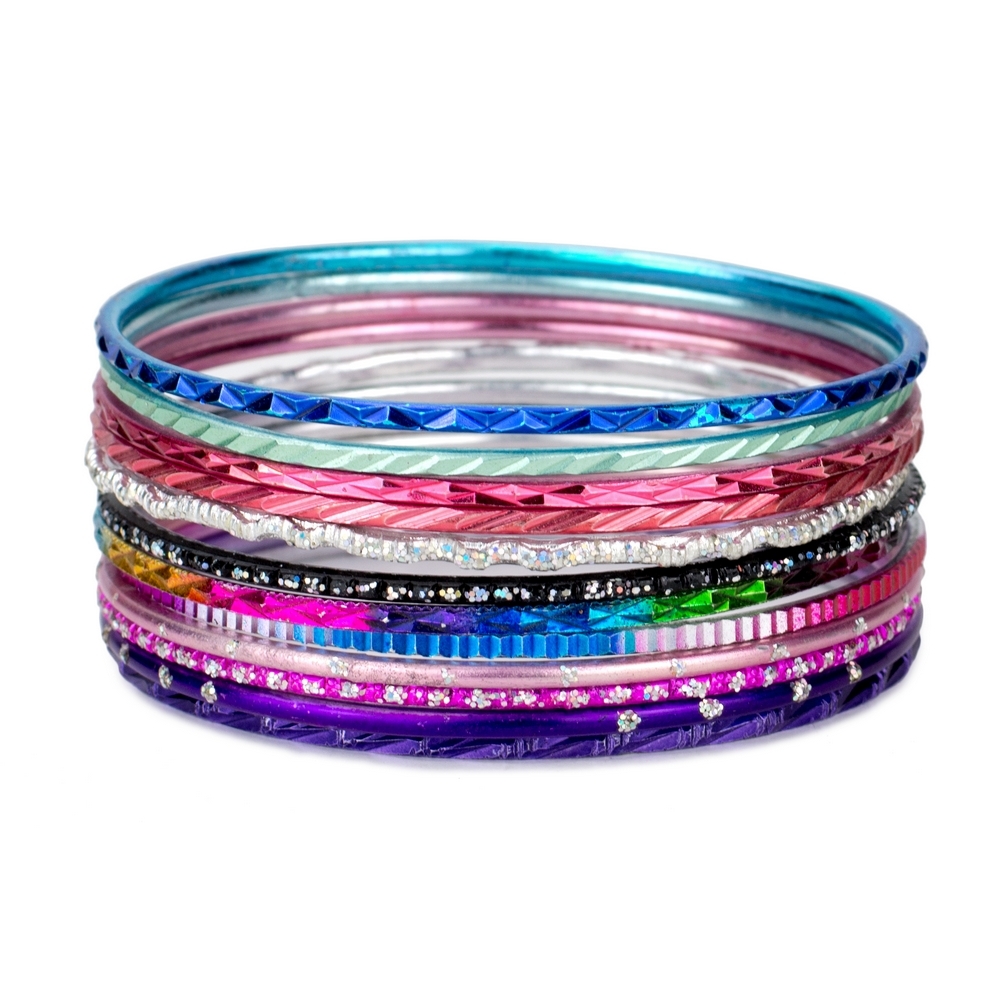 Bangle aluminium diamond cut multicoloured