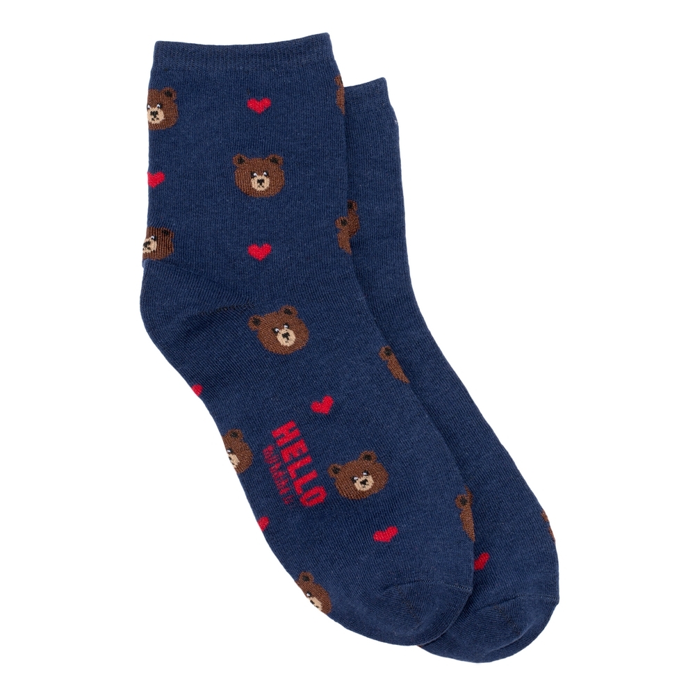 Socks cotton & spandex bear love navy