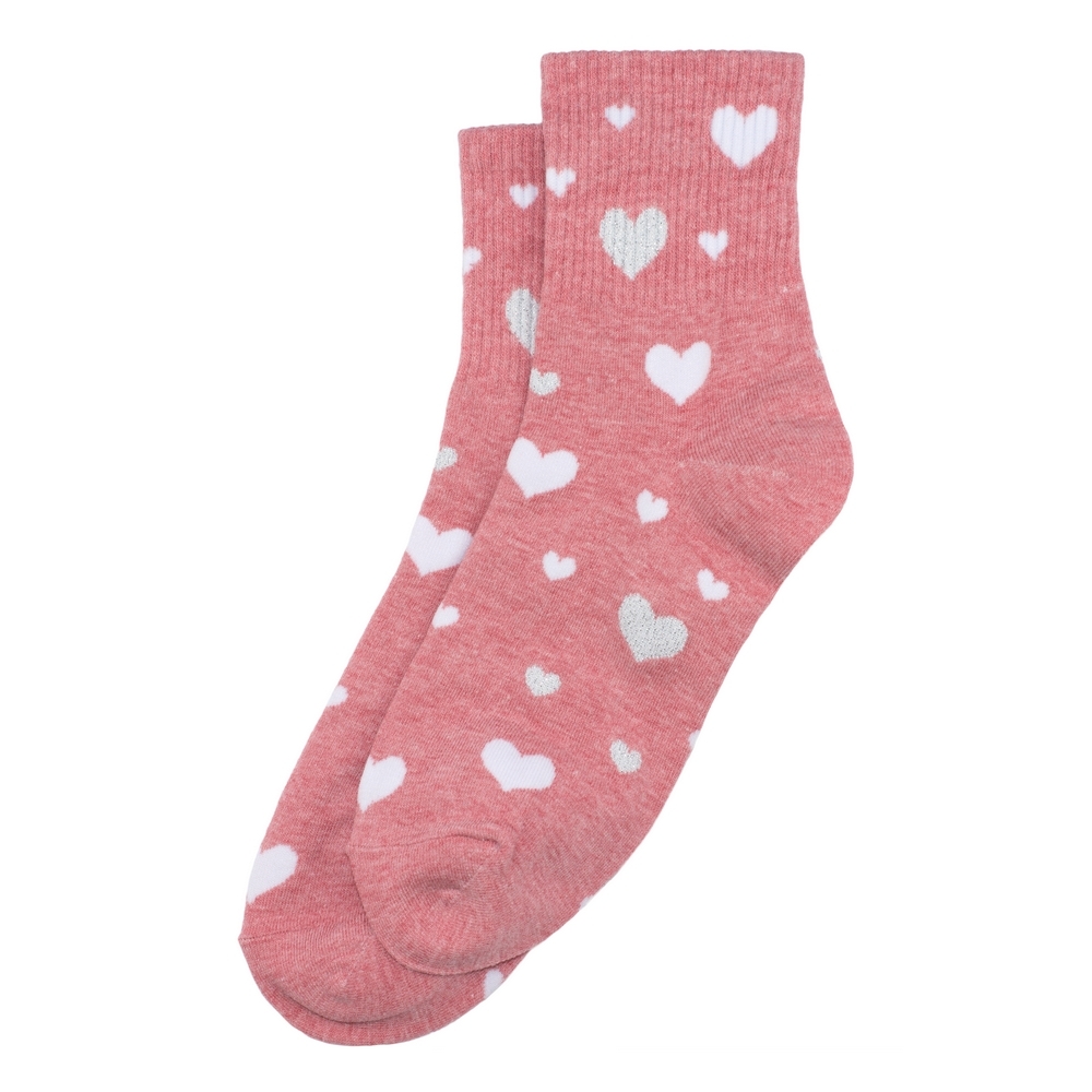 Socks cotton & spandex sparkle heart pink