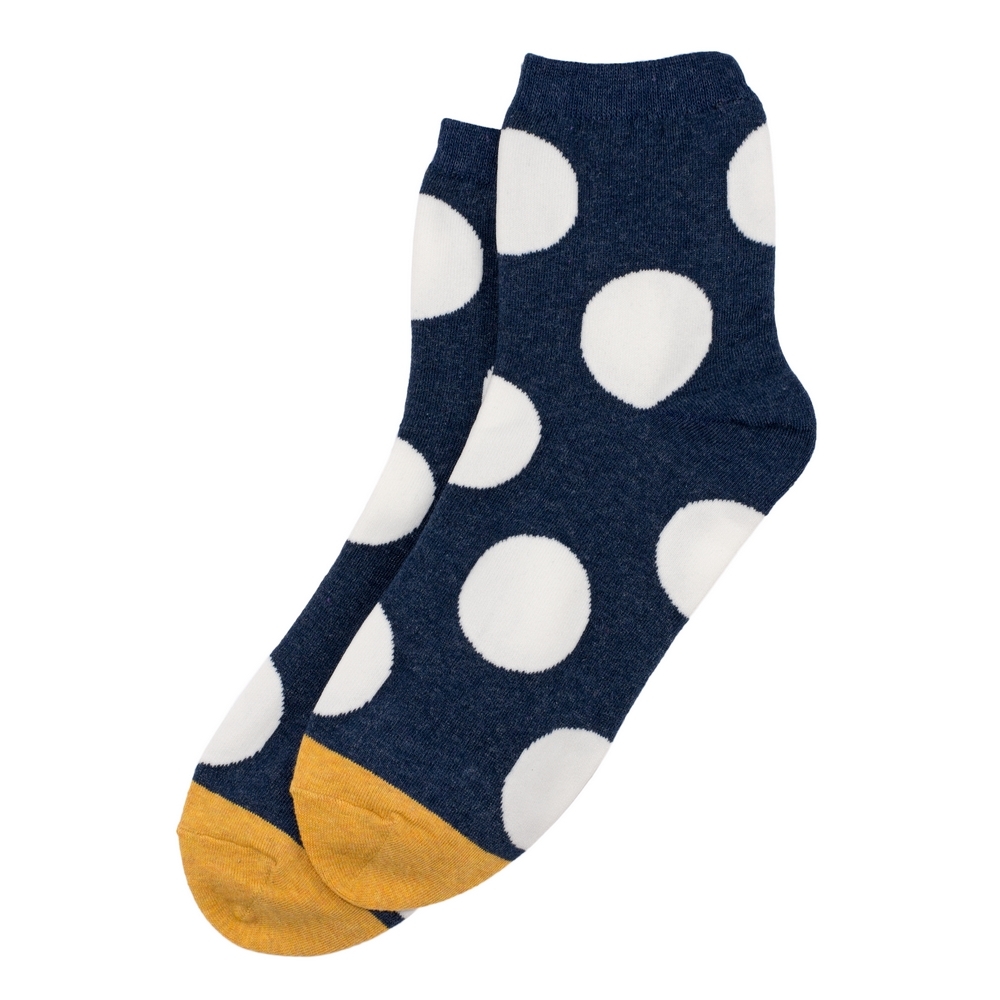 Socks cotton & spandex spot on tip toe white navy