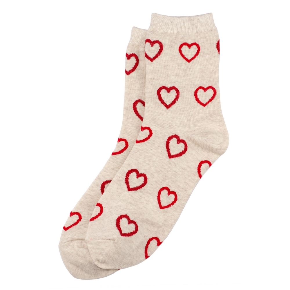 Socks cotton & spandex scarlet edge heart beige