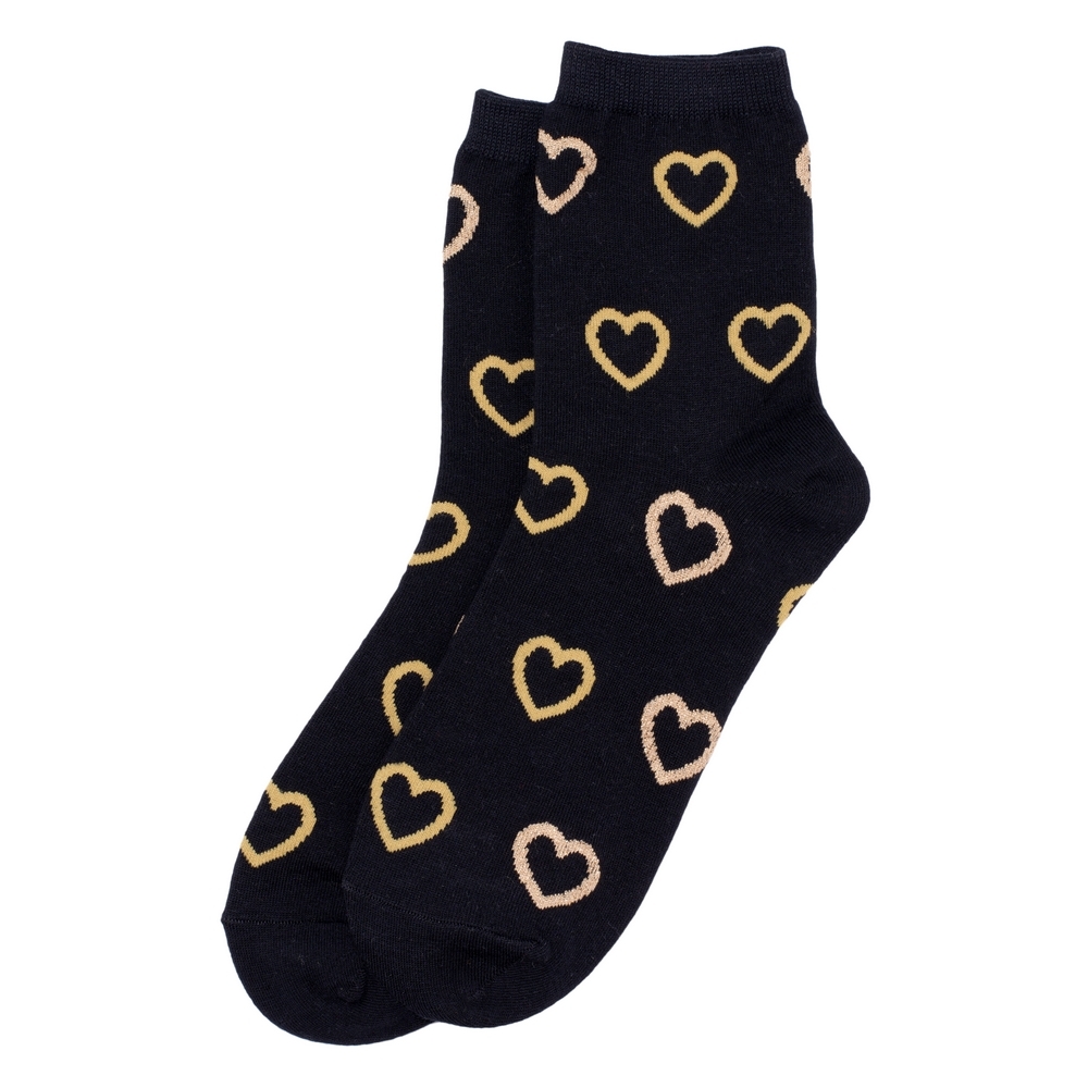 Socks cotton & spandex gilt edge heart black