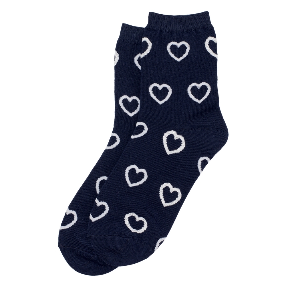 Socks cotton & spandex silver edge heart navy