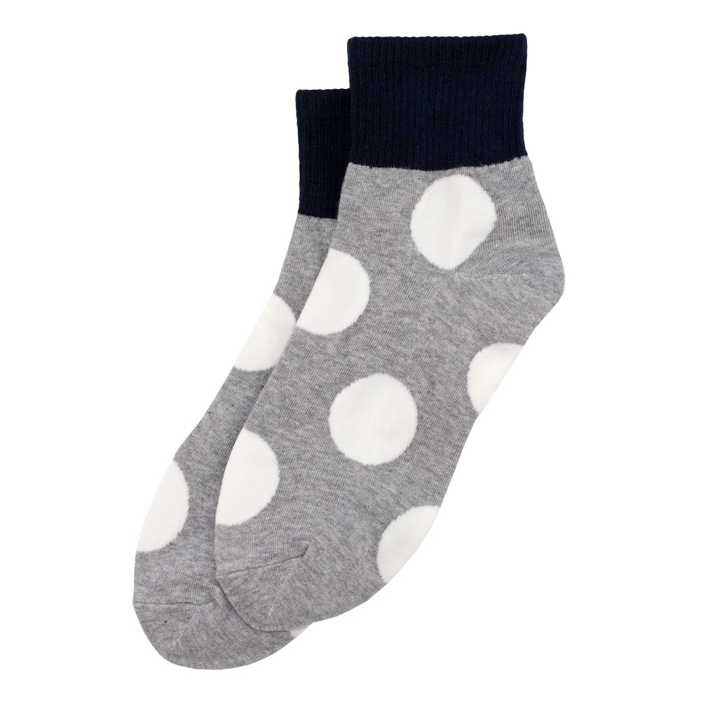 Socks cotton & spandex spot on cuffed white grey