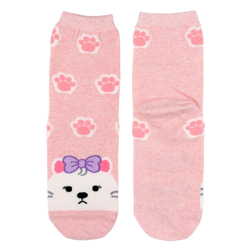 Socks cotton & spandex kawai kitty paws pink
