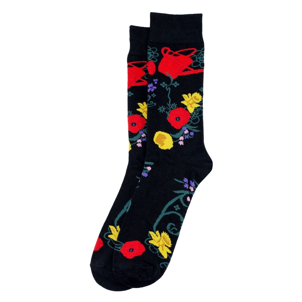 Socks cotton & spandex spring flowers black