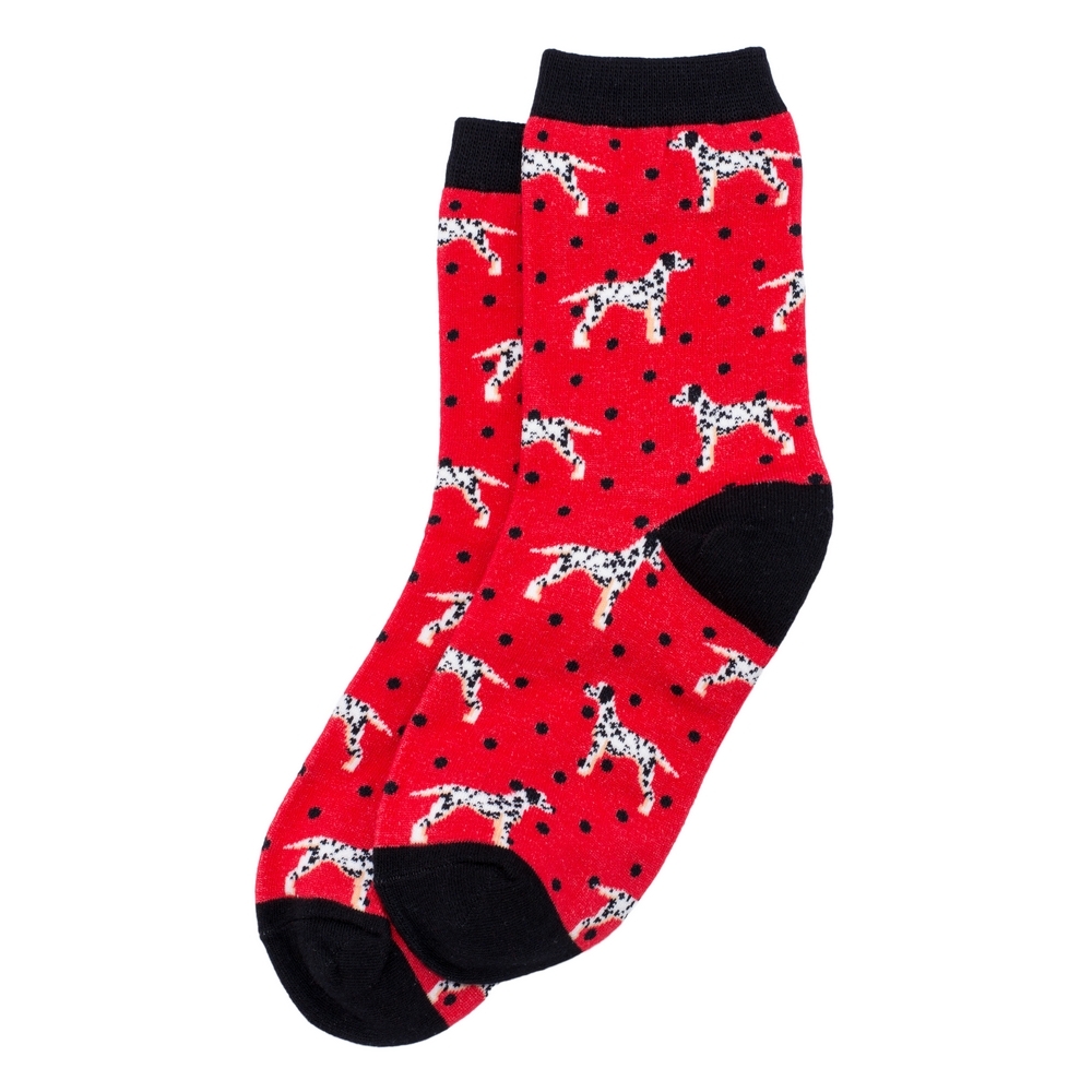 Socks cotton & spandex dalmatian red