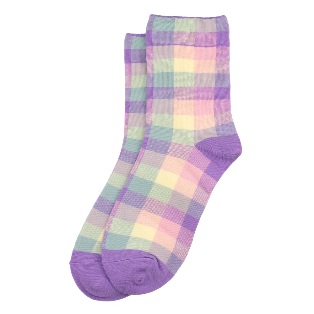 Socks cotton & spandex spring checkers lilac