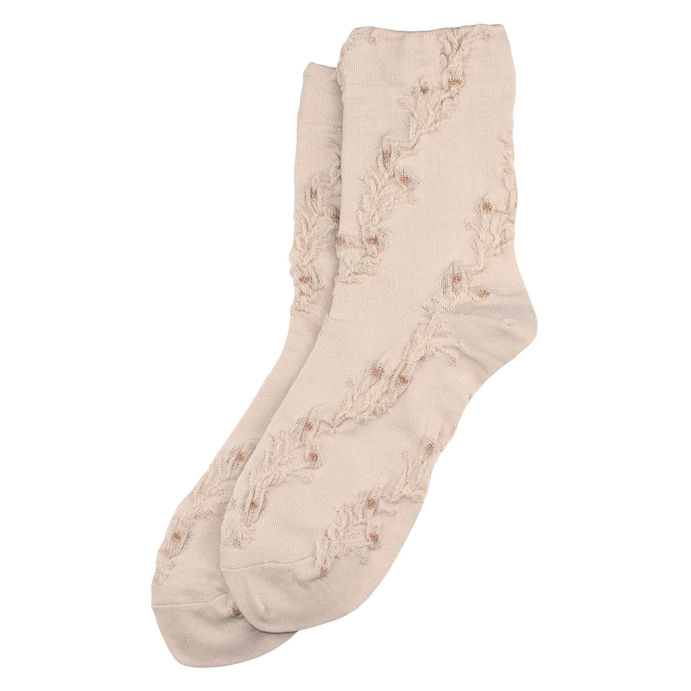 Socks cotton & spandex ripple petit fleur beige