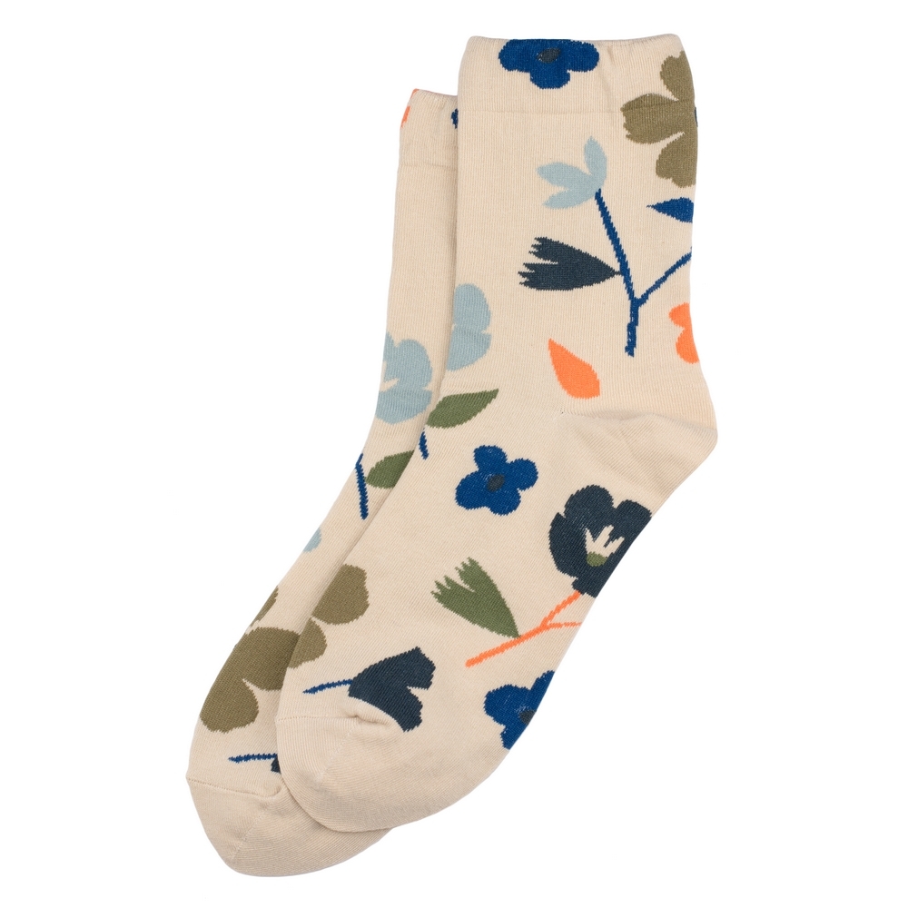 Socks cotton & spandex block bloom beige