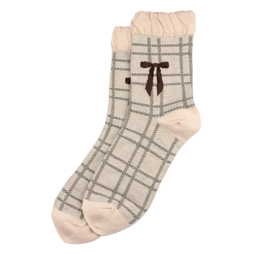 Socks cotton & spandex belle bow ruffle cream