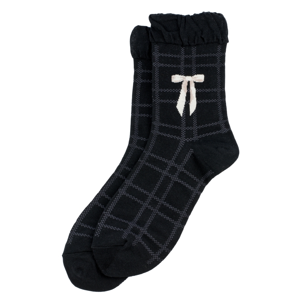 Socks cotton & spandex belle bow ruffle black