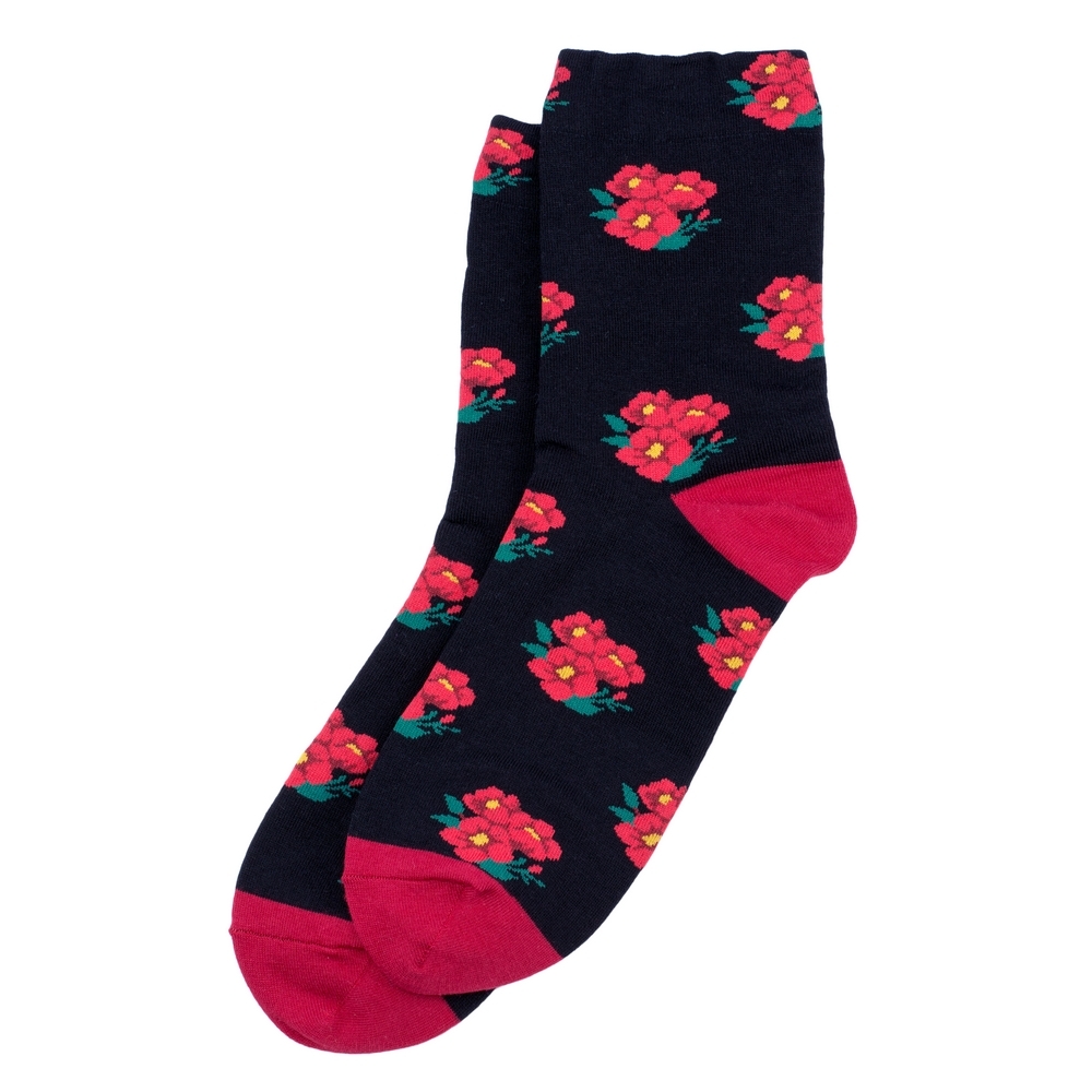 Socks cotton & spandex posy black