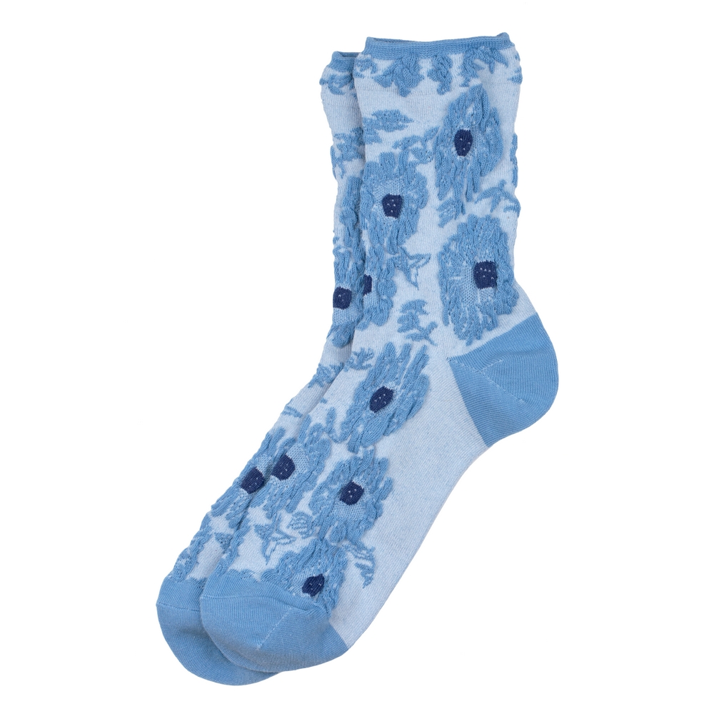 Socks cotton & spandex embossed bloom dusky blue