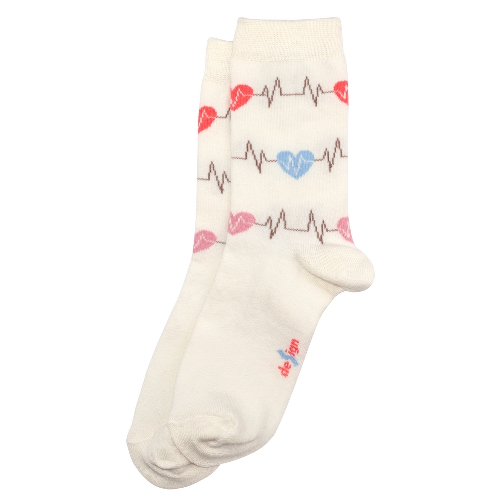 Socks cotton heartbeat cream