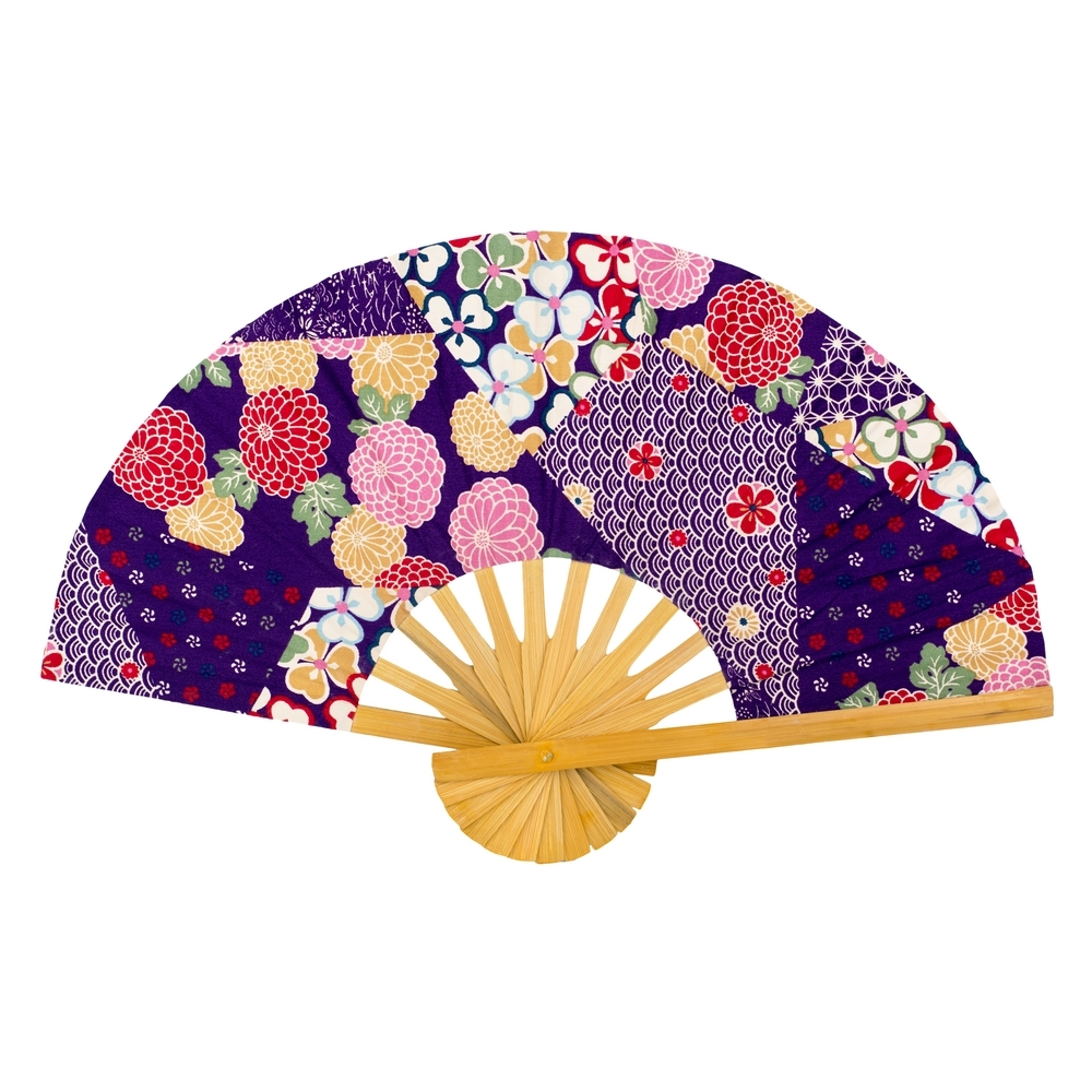 Fan cotton & bamboo kimono print purple