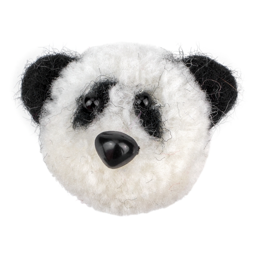 Clutch pin brooch felt panda black & white