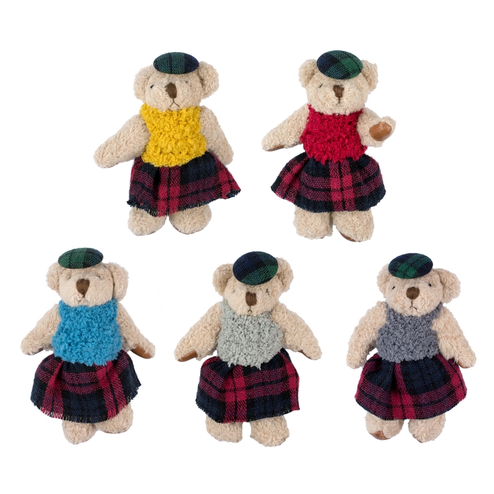 Clutch pin brooch fabric highland fling bear