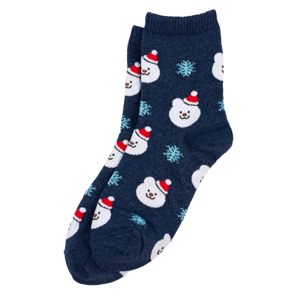 Socks cotton & spandex polar bear icon navy blue