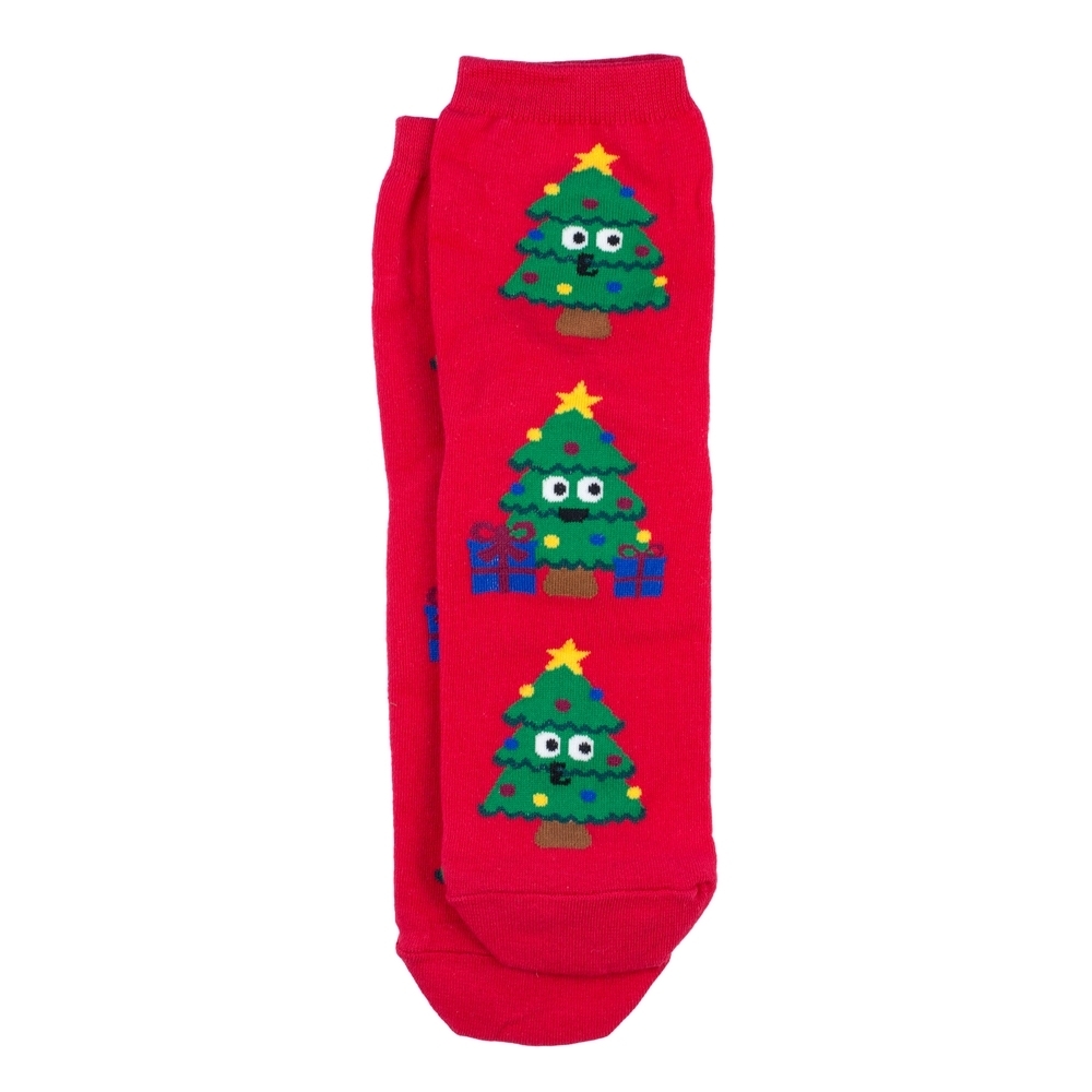 Socks cotton & spandex jolly christmas tree trio red