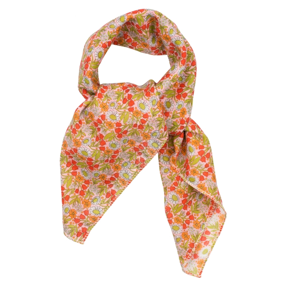 Scarf cotton kerchief morris inspired fresh tone orange