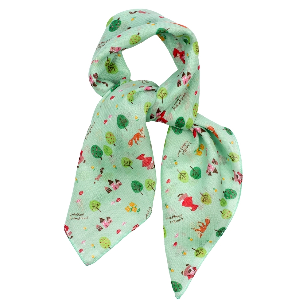 Scarf cotton kerchief red riding hood mint green