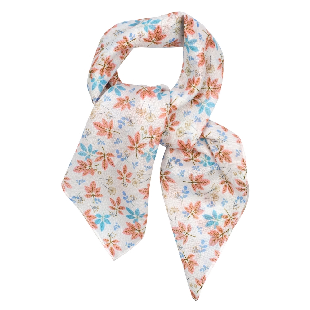 Scarf cotton scattered leaf soft peach pink