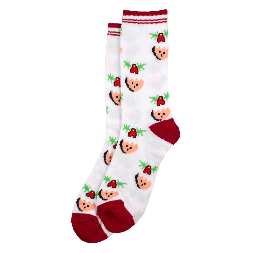 Socks cotton & spandex christmas perky pudding off white