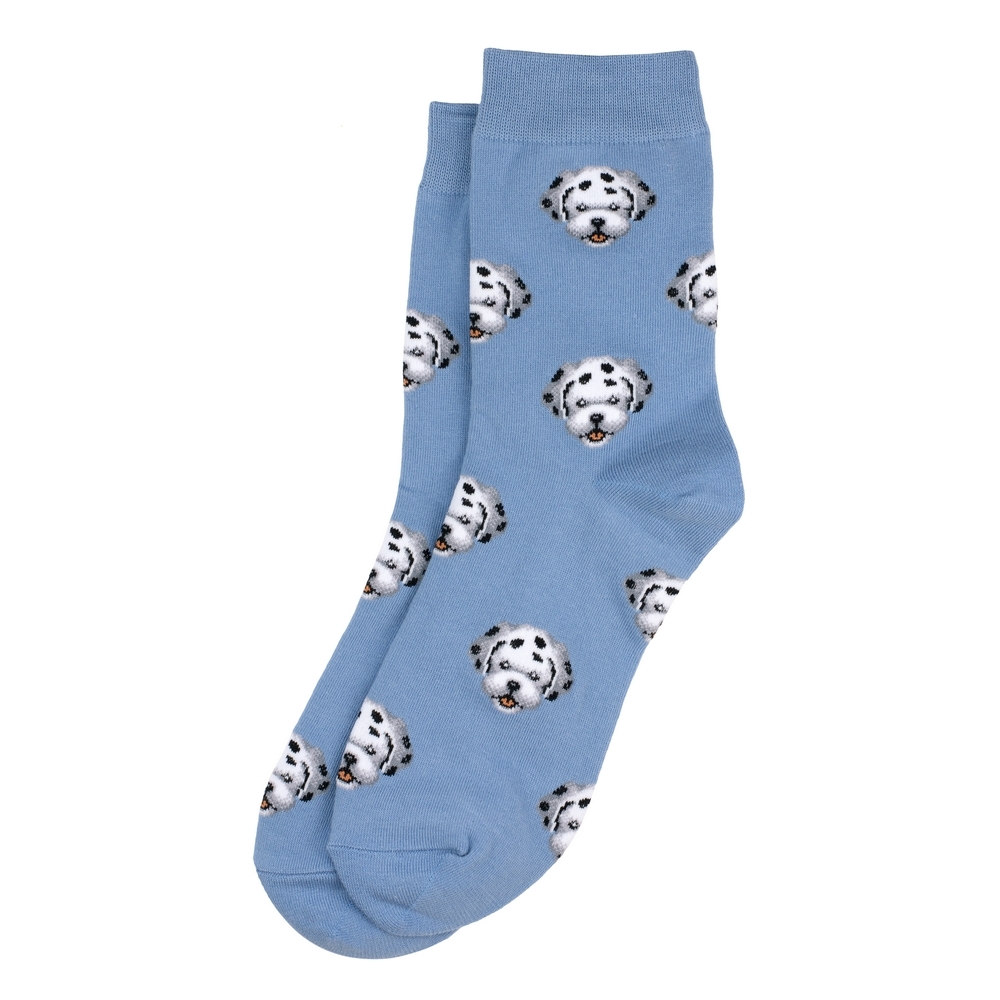 Socks cotton & spandex mini dog dalmatian blue