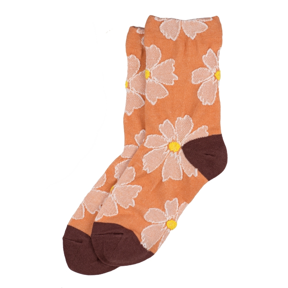 Socks cotton & spandex big bloom orange